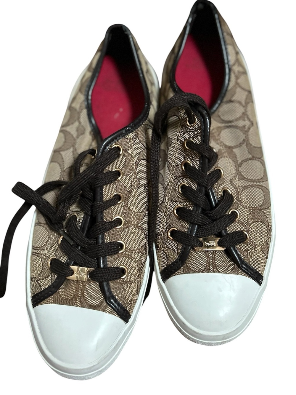 Coach Empire Signature Canvas Low-Top Sneakers — Khaki Brown with White Sole - Picture 2 of 8